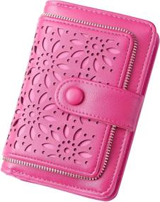 img 4 attached to Fanaztee Women's Vintage RFID Blocking Organizer Wallet with Multi-Card Holder - Small Rose Purse