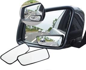 img 4 attached to Повысьте безопасность вашего автомобиля с помощью Meioro 360 ° вращающегося зеркала слепого угла - регулируемого широкоугольного основного зеркала с высококачественными стеклянными конвексными зеркалами