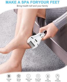 img 3 attached to 🦶 Rechargeable Electric Foot Files: Callus Remover with Coarse Rollers, LED Light, 2 Speeds - Ideal for Cracked Heels and Dead Skin