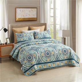 img 3 attached to 🛌 Merry Home Queen Quilt Set - 3-Piece Boho Reversible Queen Size Quilt Bedding Set with 2 Pillow Shams - Soft, Lightweight Bedspread Coverlet Set
