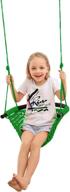 🌳 jksmart swing seat for kids - heavy duty rope play swing set | secure children swing set for indoor and outdoor | playground, home, or tree swing with snap hooks and swing straps | 440 lbs capacity | green логотип