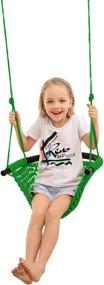 img 4 attached to 🌳 JKsmart Swing Seat for Kids - Heavy Duty Rope Play Swing Set | Secure Children Swing Set for Indoor and Outdoor | Playground, Home, or Tree Swing with Snap Hooks and Swing Straps | 440 lbs Capacity | Green