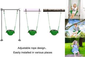 img 1 attached to 🌳 JKsmart Swing Seat for Kids - Heavy Duty Rope Play Swing Set | Secure Children Swing Set for Indoor and Outdoor | Playground, Home, or Tree Swing with Snap Hooks and Swing Straps | 440 lbs Capacity | Green