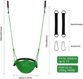 img 3 attached to 🌳 JKsmart Swing Seat for Kids - Heavy Duty Rope Play Swing Set | Secure Children Swing Set for Indoor and Outdoor | Playground, Home, or Tree Swing with Snap Hooks and Swing Straps | 440 lbs Capacity | Green