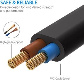 img 1 attached to 🔌 Универсальный силовой кабель для ТВ, 2-слотовый, 18 американских проводных мер AWG, 7А, 125В переменного тока, кабель питания UL Listed, замена для ТВ PS3 PS4 Slim PS5 Xbox, 5 футов (черный)