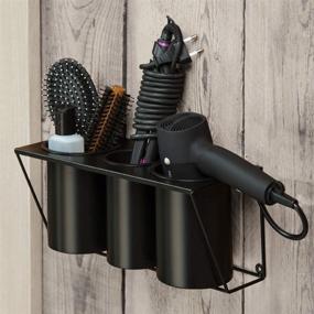 img 4 attached to 💨 JackCubeDesign Hair Dryer Holder and Styling Tool Organizer Tray - Bath Supplies and Accessories Storage Stand, Steel Hair Dryer Holder (Black) - MK470B