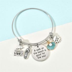 img 3 attached to 🐢 Vonluxy Beach Jewelry Themed Gifts: Engraved Sea Turtle Bracelet for Women, Teen Girls, and Female Kids. Memorial, Adjustable Stainless Steel, Summer Ocean Inspired Personalized Bracelets