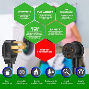 img 1 attached to 🔌 Beauty Kate Dryer Adapter Cord: 4 Prong to 3 Prong - NEMA 14-30P Male to 10-30R Female, 30A, 250V UL Compliant | Efficient Electrical Conversion Tool for Convenient Dryer Usage