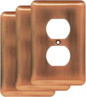 🏡 franklin brass w10249v-ac-r stamped steel round single duplex wall plate, antique copper, pack of 3: enhance your home décor with this high-quality wall plate set logo