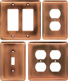 img 2 attached to 🏡 Franklin Brass W10249V-AC-R Stamped Steel Round Single Duplex Wall Plate, Antique Copper, Pack of 3: Enhance Your Home Décor with this High-Quality Wall Plate Set