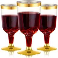 🍷 n9r 30-pack gold rim plastic wine glasses, 6 oz stemmed disposable wine cups - reusable & perfect for party, wedding, birthday logo