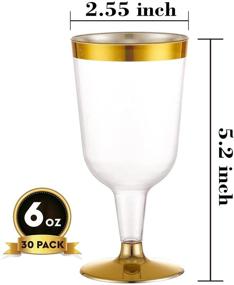 img 3 attached to 🍷 N9R 30-Pack Gold Rim Plastic Wine Glasses, 6 Oz Stemmed Disposable Wine Cups - Reusable & Perfect for Party, Wedding, Birthday