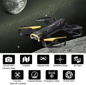 img 3 attached to 🚁 Attop Foldable RC Drone, X-Pack 5 Portable Quadcopter for Beginners and Kids with 720P FPV WiFi Camera, Headless Mode, Altitude Hold, 3D Flips, One Key Take-Off/Landing, and Extra Battery