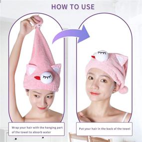 img 1 attached to 👑 Ultra Absorbent Microfiber Hair Towel Wrap: Fast Drying Turban for Women with Wet, Curly, Longer, and Thicker Hair (Purple)