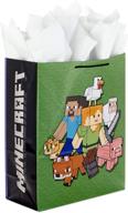 🎁 hallmark мега-большая подарочная сумка minecraft 15 дюймов + бумажная белая салфетка для дней рождения, дня святого валентина, детских вечеринок, праздников и многое другое - улучшенный seo логотип