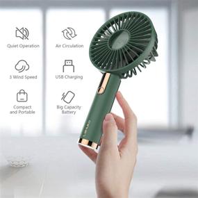 img 3 attached to LaHuko Mini Handheld Fan - USB Fan Desk Small Personal Portable Fan with Built-in Rechargeable Battery and Base - Electric Fan for Travel, Office, Room, Household - Green