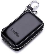 black leather car key case holder car key chain bag car remote key fob keychain zipper bag - lanma logo
