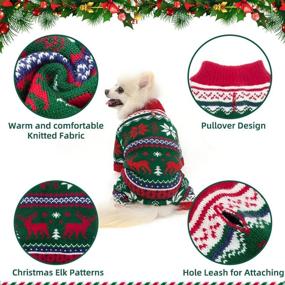 img 1 attached to 🐶 Warm and Cozy: PUPTECK Dog Pajamas Winter Clothes - Christmas Knitted Dog Sweater with Elk Design - Ideal Outfits for Small to Medium Dogs, Puppies, Cats, and Kitties in Cold Days