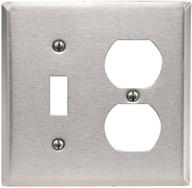 🔘 leviton 84005-40 2-gang stainless steel wallplate: toggle & duplex combination - standard size, device mount логотип