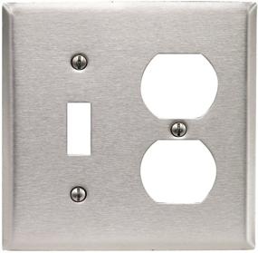 img 3 attached to 🔘 Leviton 84005-40 2-Gang Stainless Steel Wallplate: Toggle & Duplex Combination - Standard Size, Device Mount