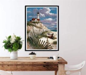 img 2 attached to 🎨 Beginner-Friendly Diymood Painting Acrylic Kit: DIY Oil Painting Cottage Lighthouse | Stunning Wall Decor 16x20inch