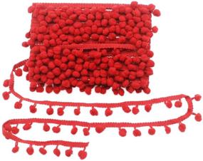 img 1 attached to 🧵 Yalulu 20Yards Mini Pom Pom Trim Ball Fringe Ribbon: DIY Sewing Accessory for Home Décor (Red)