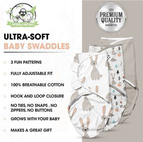 img 3 attached to 🐰 Premium Wooly Heroes Swaddle Blankets: Comfortable 100% Cotton with Leg Pocket and Adjustable Straps for Infant Boys & Girls - Pack of 3 - Grey, Bunny & Nature Designs - Ideal Baby Swaddles 0-3 Months