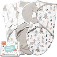🐰 premium wooly heroes swaddle blankets: comfortable 100% cotton with leg pocket and adjustable straps for infant boys & girls - pack of 3 - grey, bunny & nature designs - ideal baby swaddles 0-3 months logo