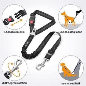 img 2 attached to Adjustable 3-Piece Dog Car Seat Belt Set with Elastic Bungee Buffer for Improved Safety and Restraint during Travel