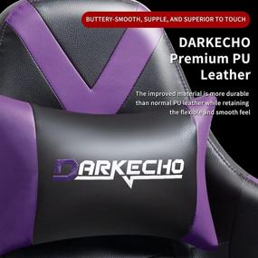 img 3 attached to 🪑 Darkecho Purple Gaming Chair with Footrest and Massage - Racing Office Ergonomic Chair with Leather Reclining, Adjustable Armrest, High Back, Esports Design, Headrest and Lumbar Support - Purple