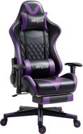 🪑 darkecho purple gaming chair with footrest and massage - racing office ergonomic chair with leather reclining, adjustable armrest, high back, esports design, headrest and lumbar support - purple logo