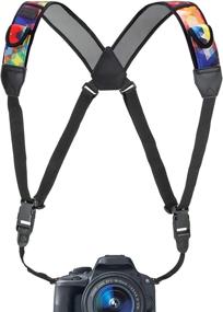 img 4 attached to 📸 USA GEAR DSLR Camera Strap Chest Harness - Quick Release Buckles, Neoprene Geometric Pattern, Accessory Pockets - Compatible with Canon, Nikon, Sony Point and Shoot, Mirrorless Cameras