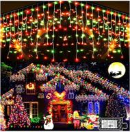 🎄 outdoor christmas lights - 400 led 33ft curtain fairy string light with 75 drops, clear wire indoor christmas decorations for wedding party holiday xmas – red green, 8 modes логотип