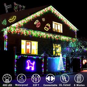 img 3 attached to 🎄 Outdoor Christmas Lights - 400 LED 33ft Curtain Fairy String Light with 75 Drops, Clear Wire Indoor Christmas Decorations for Wedding Party Holiday Xmas – Red Green, 8 Modes