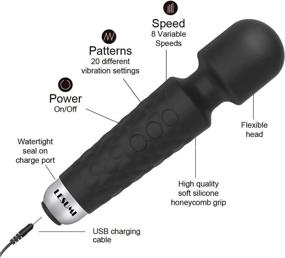 img 2 attached to LESUMI Upgraded Personal Wand Massager with Memory - Premium 8 Speeds 20 Patterns - Mini Handheld Powerful Rechargeable for Neck Back Stress Relief Relax Muscles (Black)