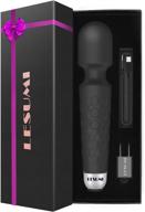 lesumi upgraded personal wand massager with memory - premium 8 speeds 20 patterns - mini handheld powerful rechargeable for neck back stress relief relax muscles (black) logo