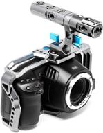 🎥 premium full cage rig for blackmagic pocket cinema camera 4k/6k - kondor blue bmpcc 6k 4k with top handle, nato rails, cold shoe, bubble leveler and optional t5 holder, baseplate & more (space gray) logo