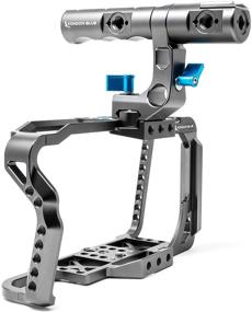 img 3 attached to 🎥 Premium Full Cage Rig for Blackmagic Pocket Cinema Camera 4K/6K - KONDOR BLUE BMPCC 6K 4K with Top Handle, NATO Rails, Cold Shoe, Bubble Leveler and Optional T5 Holder, Baseplate & More (Space Gray)