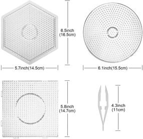 img 3 attached to 🔧 Savita 6-Piece Clear Plastic Pegboard Kit: 5mm Fuse Beads Boards with Pattern Templates, Tweezers - Ideal Craft Supplies for Children