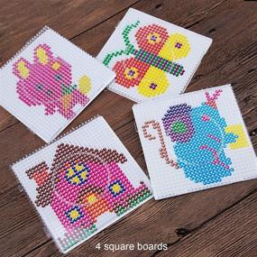 img 1 attached to 🔧 Savita 6-Piece Clear Plastic Pegboard Kit: 5mm Fuse Beads Boards with Pattern Templates, Tweezers - Ideal Craft Supplies for Children