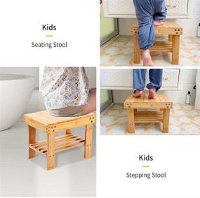 img 1 attached to 🪑 VaeFae Bamboo Small Seat Stool: Lightweight, Durable, and Anti-Slip Solution for Kids, Foot Rest, Storage Shelf - Ideal for Home, Bathroom, Bedside, and Nursery School