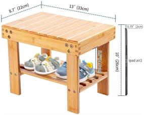 img 3 attached to 🪑 Бамбуковая небольшая сидушка VaeFae: легкая, прочная и нескользящая решение для детей, подставка для ног, полка для хранения - идеальна для дома, ванных комнат, прикроватного столика и детского сада.