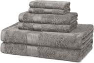 👍 top-rated amazon basics 6-piece fade resistant towel set - ultimate gray logo