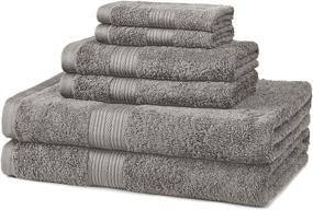 img 4 attached to 👍 Top-rated Amazon Basics 6-Piece Fade Resistant Towel Set - Ultimate Gray
