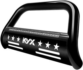 img 4 attached to 💥 KYX Bull Bar for 2004-2021 Ford F150 Expedition/2003-2014 Navigator: Light Bar Brush Guard, Grille Skid Plate, Off-Road Bumper - Black