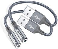 🔌 akoada usb to audio jack adapter 2 pack(18cm) - enhance your audio experience with this external sound card jack audio adapter - compatible with mac, headset, pc, laptop, linux, desktops, ps4, and more! (grey) logo