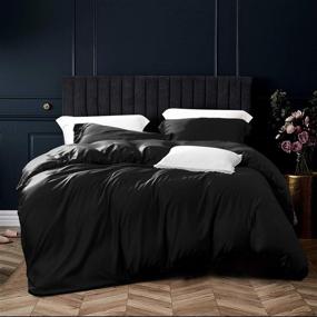 img 3 attached to NTBAY 3-Piece Black Silky Satin Queen Duvet Cover Set: Ultra Luxury, Soft Solid Color, Hidden Zipper Design