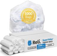 🗑️ reli. 6-10 gallon trash bags (1000 count, bulk) - clear trash can liners - 6 gal, 7 gal, 8 gal, 10 gal - garbage bags in bulk logo