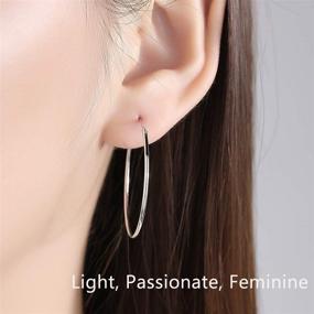 img 3 attached to 💎 Swarovski Hoop Earrings for Women Gift - Valentine's Dangle, Hypoallergenic Sterling Silver for Sensitive Ears, 18K White Gold Plated Drop, Diamond Cut, Skinny Endless Hoops - Romantic Jewelry