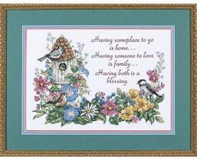 img 1 attached to 🏡 DIMENSIONS Flowery Verse Bird Houses Stamped Cross Stitch Kit, 14x10-inch